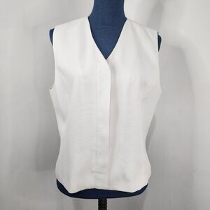 B Bennett White Lined Hidden Buttons Vest